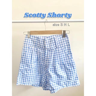 Scotty Shorty 💙☁️✨ | กางเกงขาสั้นลายสก๊อตสุดคิ้วท์ เอวสูงใส่แล้วเก็บเอวสุดๆ ✨