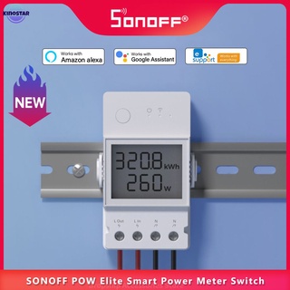 SONOFF POW Elite Smart Power Meter สวิทช์20A/16A Wifi Smart Home Switch หน้าจอ LCD ทำงานร่วมกับ EWeLink App Alexa Google Home ^ Kinostar