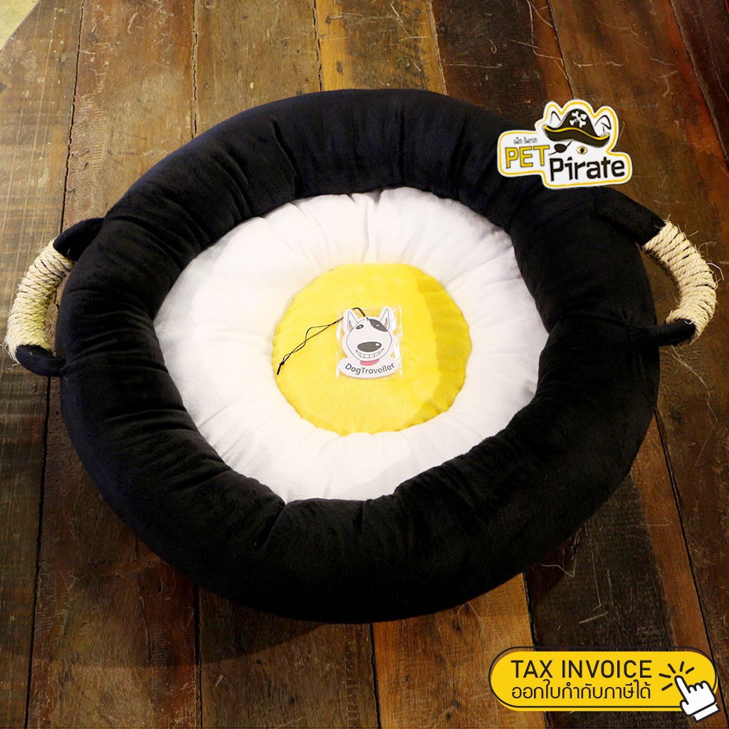 Dogtraveller ที่นอนหมา ที่นอนแมว เบาะนอนหมาแมวไข่กระทะ [Size L] ที่นอนสัตว์เลี้ยง เบาะนอนใหญ่ ลายน่ารัก