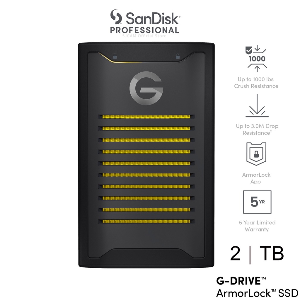 SanDisk Professional 2TB (SDPS41A-002T-SBANB) G-DRIVE ArmorLock SSD, Encrypted NVMe Solid State Driv