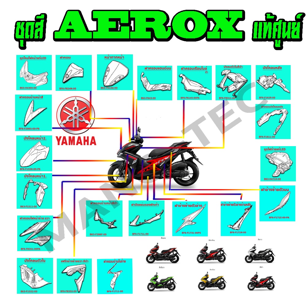 แฟริ่งเแท้AEROX เลือกตามชิ้น รับทราบสีเดิมทางแชท ชุดสีเดิมaerox เปลือกรถเดิมแท้aerox เลือกชิ้นที่ต้องการ แจ้งสีทางแชทค่ะ