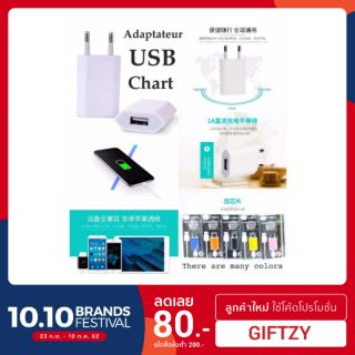 Adaptateur Usb Chart หัวเสียบ Usb ชาร์จแบตเตอรี่/เสียบอุปกรณ์ Usb / 1 ช่องเสียบ