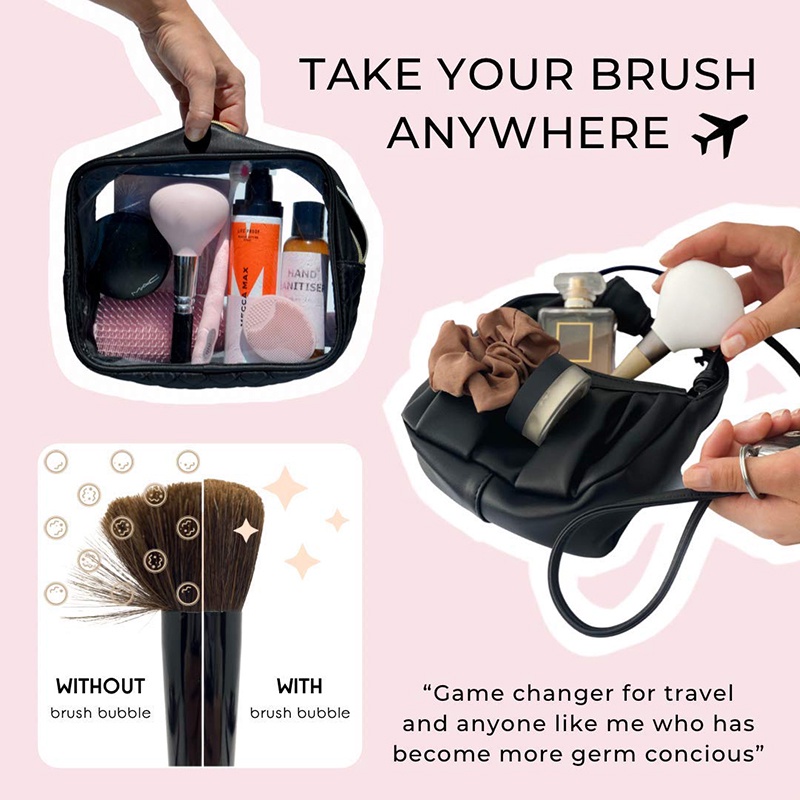 3 ชิ้น ที่ใส่แปรงแต่งหน้า บับเบิล เดินทาง ออแกไนเซอร์ เคส สําหรับป้องกันแปรงแต่งหน้า ฝาครอบแปรงรองพื้น - รูปที่ 3