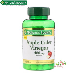 Natures Bounty Apple Cider Vinegar 480 mg 200 Tablets แอปเปิ้ลไซเดอร์วีนีการ์ 200 เม็ด