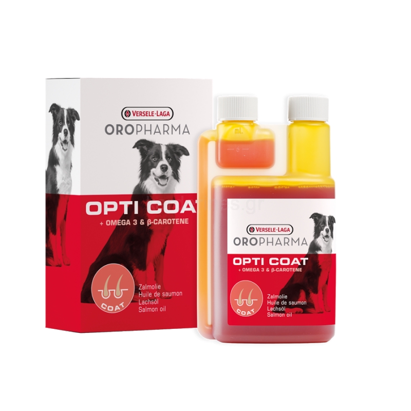 OROPHARMA - Opti Coat Omega 3 อาหารเสริมบำรุงขนและผิวหนังสุนัข สูตรโอเมก้า 3 และเบต้าแคโรทีน (250 ml