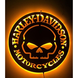 อีคอมเมิร์ซข้ามพรมแดน Harley Davidson ตกแต่งผนังไฟกลางคืนไฟ LED Harley Davidson กะโหลก