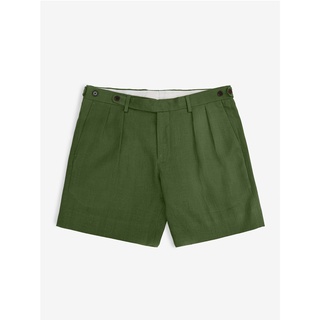 [JBB*] KELLY GREEN LINEN TWO-TUCK SHORTS  เจบีบี กางเกงขาสั้น ผ้าลินิน กางเกงขาสั้นสองจีบ กางเกงขาสั้นลำลอง กางเกงขาสั้น