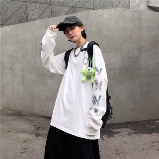 Womens sweater 2021 new autumn Korean style ins Harajuku butterfly long sleeve white shirt loose pullover