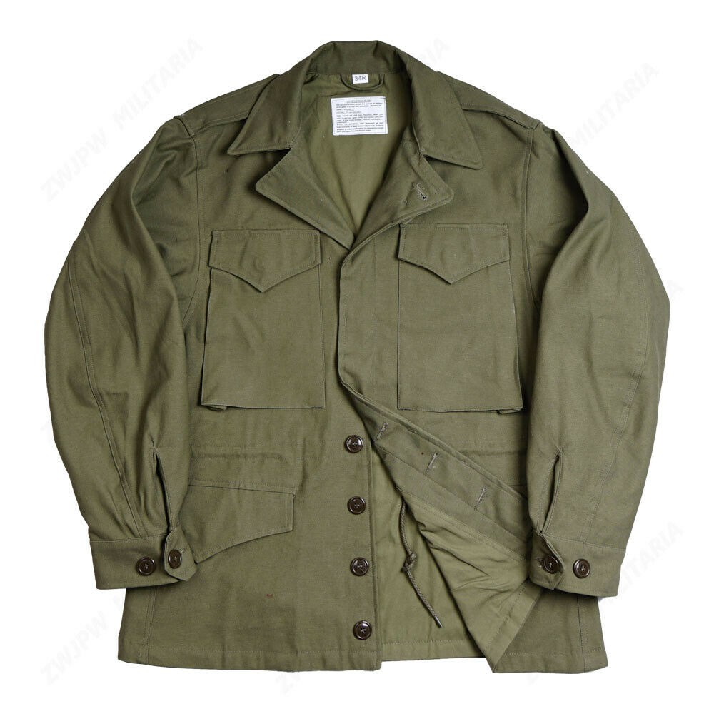 WW2 US MILITARY ARMY GREEN M43 COAT JACKET แจ็คเก็ตกลางแจ้งคุณภาพสูงการทําสําเนาที่สมบูรณ์แบบของคอลเ