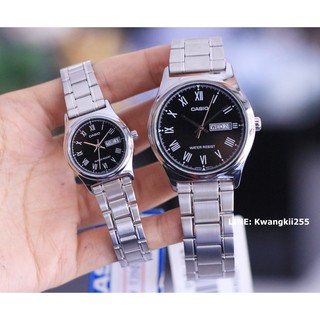 Casio แท้💯% นาฬิกาข้อมือ สายแสตนเลส สีปัดดำ รุ่น MTP-V006D-1BUDF