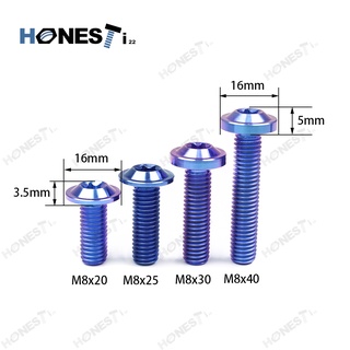 Honesti22 GR5 titanium alloy inner plum screw M8X20/25/30/40mm UFO head Anodized plated forged Skru Titanium Motorcycle modification.