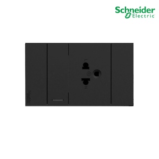 Schneider Electric ชุดสวิตช์ทางเดียว 1ช่อง+เต้ารับเดี่ยว 3ขา 2ช่องพร้อมฝาครอบสีดำ รุ่น AvatarOn A สั่งซื้อที่ร้าน PlugOn