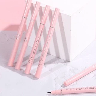 อายไลเนอร์ แบบหัวแปรง ติดทนทานอายไลเนอร์สีดำ แบบกันน้ำ สำหรับแต่งหน้าซองสีชมพูน่ารัก