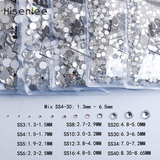 Ss3-ss40 พลอยเทียม คริสตัลใส กลิตเตอร์ ไม่ร้อน สําหรับตกแต่งเล็บ