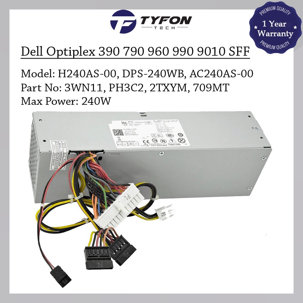 Dell Optiplex 390 790 990 3010 7010 9010 SFF แหล่งจ่ายไฟ PSU 240W 3YKG5 N9MWK RV1C4 3WN11 (ตกแต่งใหม