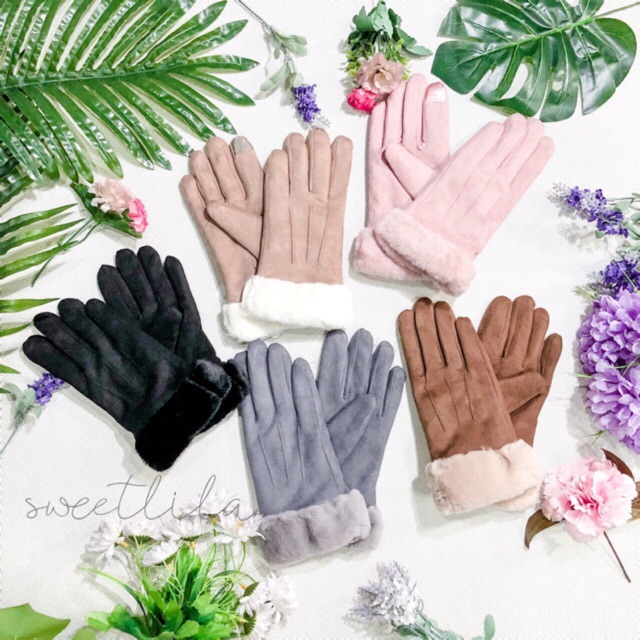พร้อมส่ง ถุงมือทัชสกรีนกันหนาวหนังกลับบุขนด้านในด้วยจ้า อุ่นติดลบ/ลุยหิมะได้จ้า