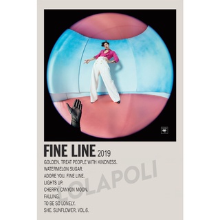 โปสเตอร์ มันวาว พิมพ์ด้านเดียว ขนาด A5 14.8 ซม. x 21 ซม. รูปปกอัลบั้ม Fine Line - Harry Styles