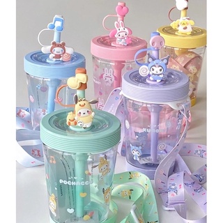 (pre-order) แก้วนำ้ แก้ว พร้อมหลอด miniso x sanrio