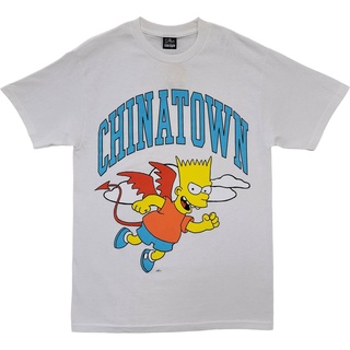 เสื้อยืดคอกลมใหม่ เสื้อยืดลําลอง แขนสั้น พิมพ์ลาย Chinatown Market X Air Bart Simpson Arc Devil สีขาว สําหรับผู้ชายS-5XL