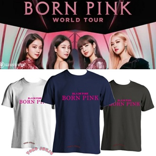 เสื้อยืดคอกลมเสื้อยืด พิมพ์ลาย Bornpink Lisa blackpink สีชมพูS-4XL