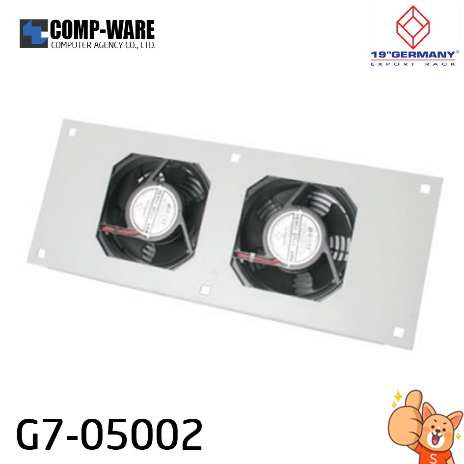 19" Germany Rack Accessories G7-05002 2 x 4” HEAVY DUTY FAN SET (2 Ball Bearing ประกอบครบชุดพร้อมสาย