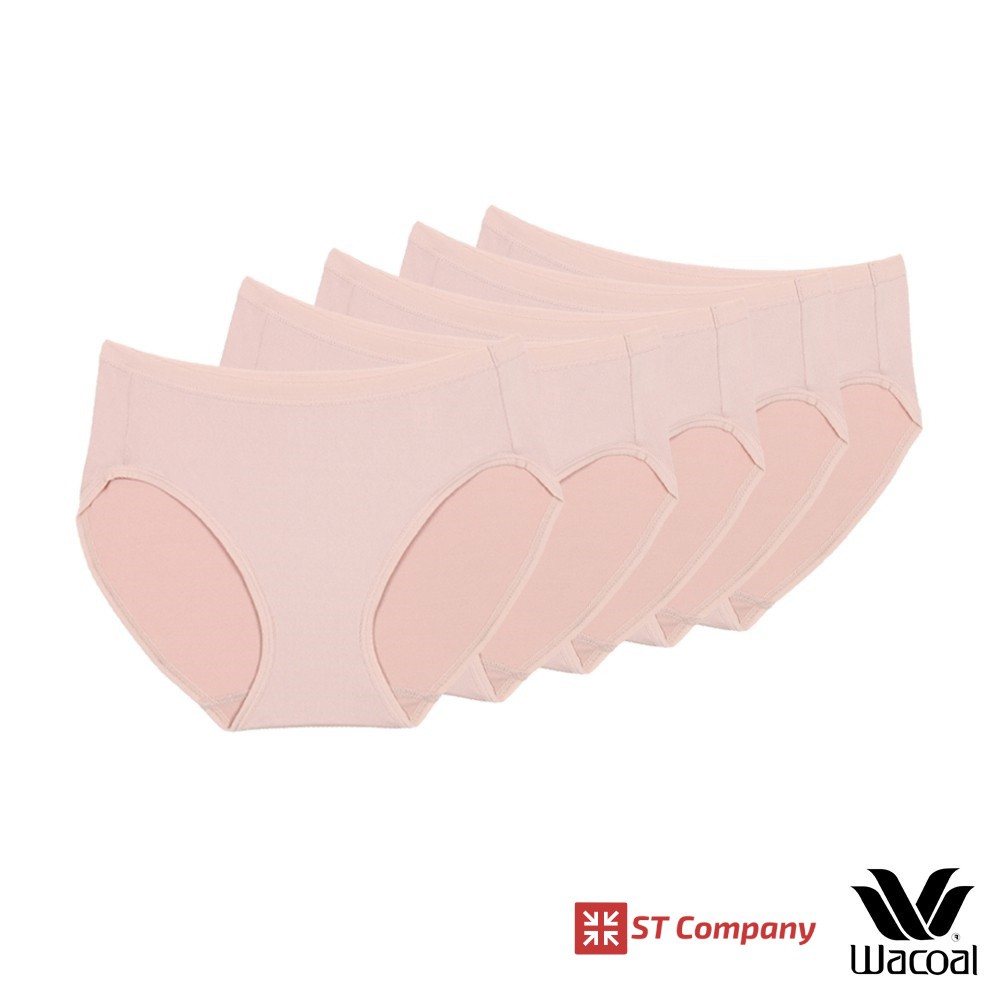 Wacoal Panty ทรง Bikini ขอบเรียบ สีเบจ (5 ตัว) กางเกงใน กางเกงในผู้หญิง วาโก้ บิกินี่ เอวต่ำ กระชับ 