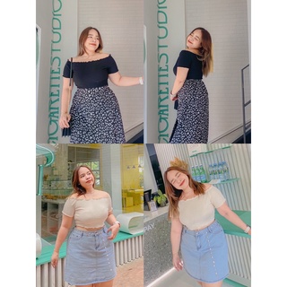 ลดเพิ่ม 50% โค้ด 𝟓𝟎𝐌𝐈𝐃𝐍𝐈𝐆𝐇𝐓 เสื้อครอปปาดไหล่ปลายระบาย puimek crop สาวอวบ แนะนำใส่กับบราเกาะอก