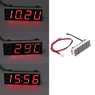 kiss*Digital Car LED Electronic Clock Time Temperature Voltage 3 in 1 Meter 12V 5-20V