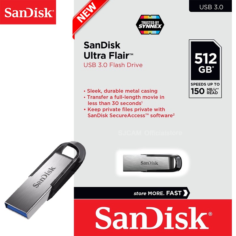 SanDisk Flash Drive Ultra Flair USB3.0 512GB Speed 150MB/s (SDCZ73-512G-G46)  เมมโมรี่ แซนดิส แฟลซไดร์ฟ รับประกัน 5 ปี | Shopee Thailand