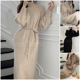 3 สี / อก 36-40 นิ้ว (พร้อมส่ง) ชุดไหมพรม รุ่น เดรสไหมพรม Sweater Long Dress Kradoom Kor