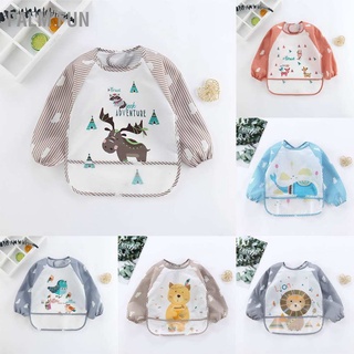 Palm Fun Baby Feeding Bib Waterproof Children Art Smock Toddler Long Sleeve Apron for Boys Girls Eating Painting