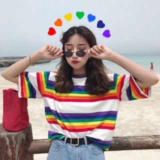 พร้อมส่ง Rainbow T-shirt 🌈เสื้อยืดเรนโบว์สุดชิค