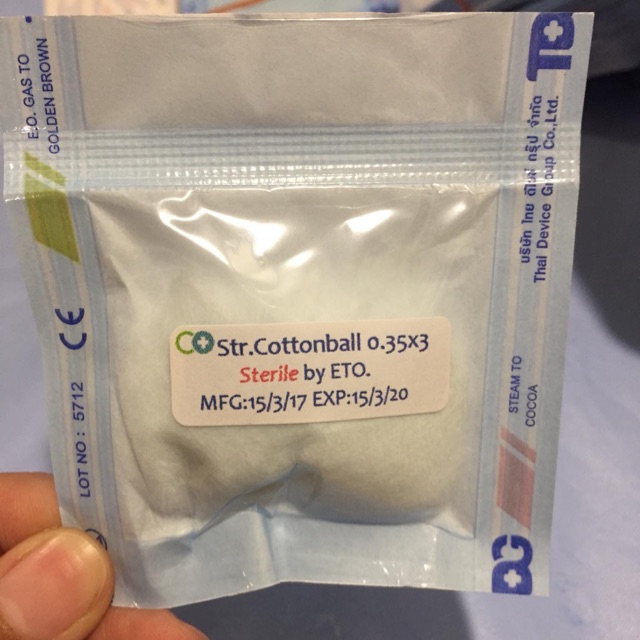 สำลีก้อน 0.35g บรรจุ 3ก้อน/ซอง 1แพคมี 50ซอง สำลีปลอดเชื้อพิเศษ