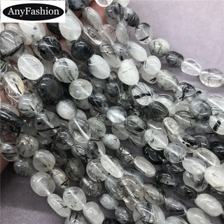 Black Hair Quartz Beads ผมสีดำควอตซ์ลูกปัดหินธรรมชาติ Spacer Diy กึ่งมีค่าผิดปกติ