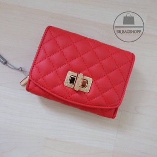 Charles &amp; Keith Quilted Wallet (outlet) สีแดง