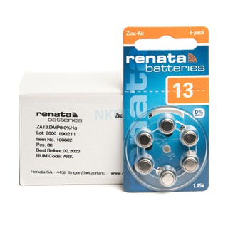 [แท้100%] ถ่านเครื่องช่วยฟัง Renata Maratone ZA13 (PR48)hearing aid แบตเตอรี่เครื่องช่วยฟัง จำหน่ายยกแพ็คมี 6 ก้อน