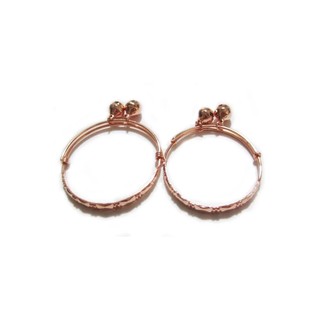 TANITTgems กำไลข้อเท้าเด็กกระพรวนคู่นากสลักลาย - Rose Gold#1328