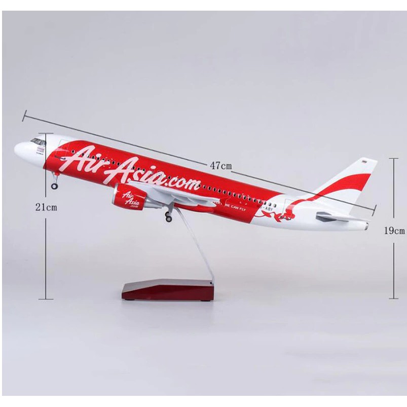 [47CM] โมเดลเครื่องบิน แอร์เอเชีย A320 ทำด้วยเหล็ก มีล้อ มีไฟ มีฐานตั้งโชว์ให้ สวย งานละเอียด – ของขวัญ ของเล่น ตั้งโชว์ ราคา ถูกที่สุด ดีลบีเคเค แกลเลอรีภาพที่ 3