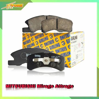 DB1912 ผ้าเบรคหน้า Mitsubishi Mirage-Attrage Girling (เกอริ่ง) ผ้าดิสเบรคหน้ามิราจ-แอททราจ Girling 6133589 ผ้าเบรค