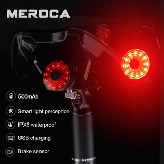 Meroca WR15 ไฟท้ายจักรยาน เซนเซอร์อัจฉริยะ ไฟเบรก ชาร์จ Usb ไฟท้ายจักรยานเสือภูเขา MTB