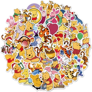 สติ๊กเกอร์พีวีซีกันน้ําลายการ์ตูน Winnie The Pooh 50 ชิ้น