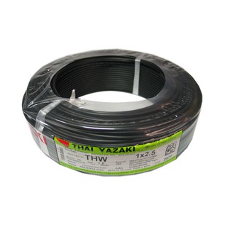 THW power cord ELECTRIC WIRE THW IEC01 YAZAKI 60227IEC01 1X2.5SQMM 100M BLACK Power cable Electrical work สายไฟ THW สายไ