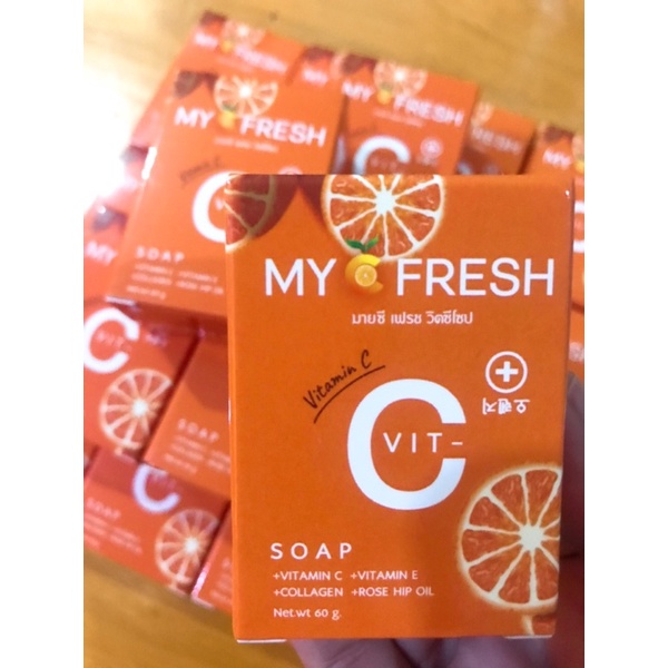 สบู่หน้าใส 🍊MY C Fresh Vit C Soap (60 g.) ✨ชองแท้ 100% หน้าใส ไร้สิว ทำความสะอาดล้ำลึก Exp 20/05/27