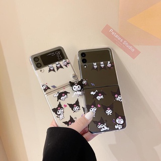 เคสโทรศัพท์มือถือ แบบฝาพับ พร้อมขาตั้ง และจี้ สําหรับ Samsung Kuromi Z Flip4 Z Flip3 Z Flip2 Z