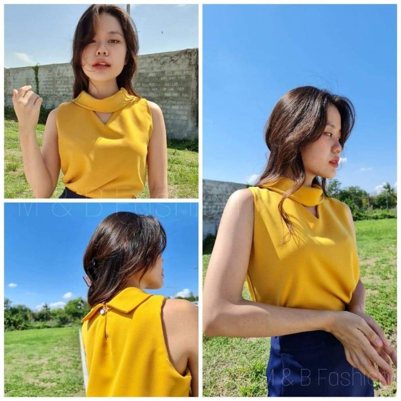 เสื้อคอวีมีปกแขนกุดฮานาโกะ149฿เสื้อแขนกุดแฟชั่น