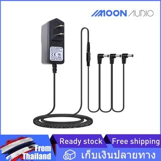 กีตาร์ Power อะแดปเตอร์จ่ายไฟ สายแจ็คกีตาร์ 9V DC 1000mA 3 Ways / 5 Ways สายคอร์ดลบภายในบวกด้านนอก US PLUG