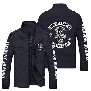 Sons of Anarchy jacket motorcycle riding wear European and American casual plus size loose thin section stand collar zipper windbreaker