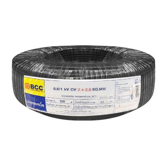 สายไฟ NYY สายไฟ CV BCC 2x2.5 ตร.มม. 100 ม. สีดำ สายไฟ งานระบบไฟฟ้า CV ELECTRICAL CABLE BCC 2X2.5SQ.MM 100M BLACK