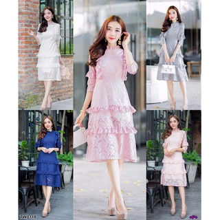 8118 Dress เดรส ลูกไม้ แต่งระบายเรเยอร์ สอบถามก่อนสั่งซื้อ