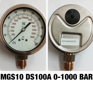 เพรสเชอร์เกจ เกจวัดแรงดัน ลม น้ำ น้ำมัน แก๊ส  0-1000 bar  ขนาดหน้าปัด 4”Pressure Gauge